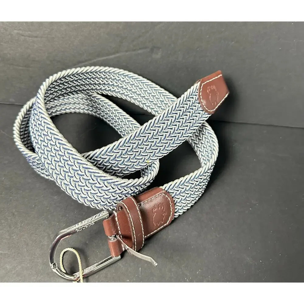 Men's NEW The Riviera Woven ROOSTAS Stretch Golf Belt Navy and Whtie SMALL